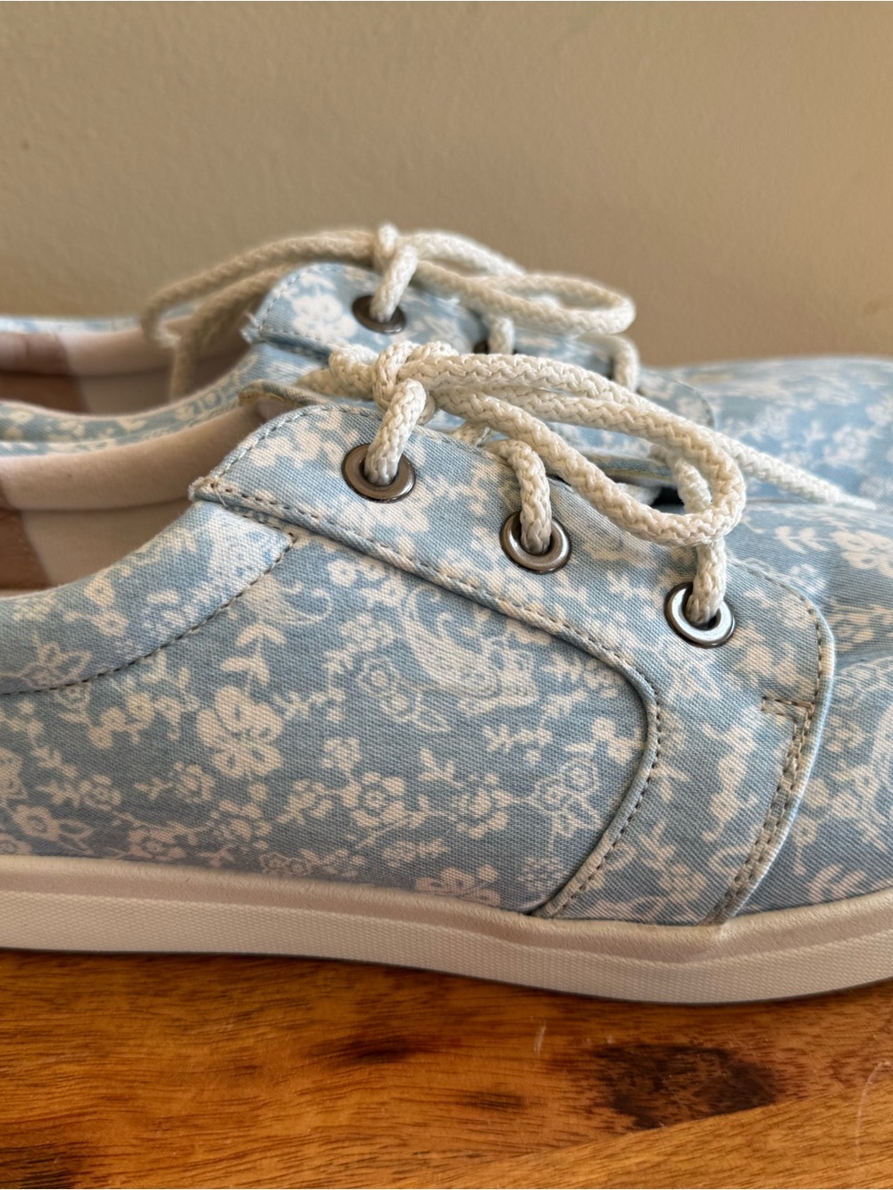 Barefoot Freedom Light Blue Floral Canvas Sneakers